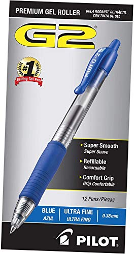 Bolígrafos de gel Pilot G2 Premium retráctiles recargables azul x12 miniatura 1