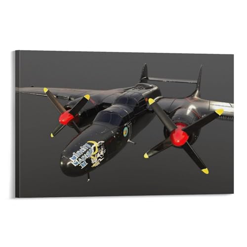Tableau avion de chasse P-61 de qualité premium sur toile 60 x 90 cm