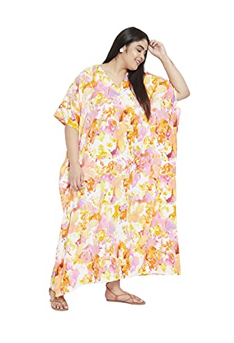 Image of Oussum Women Plus Size Kaftan Kimono Loose Maxi summer dresses for women Beach 3 /4 Sleeve Casual lounge dress Boho