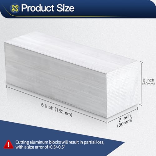 Image of 2 inch (50mm) X 2 inch(50mm) Square Aluminum Flat BAR 6 inch(152mm) +0 / -0.5 inch Long, 6061 General Purpose Plate,Square Aluminum BAR,T6511 Solid New Mill Stock Precision Machining (2)