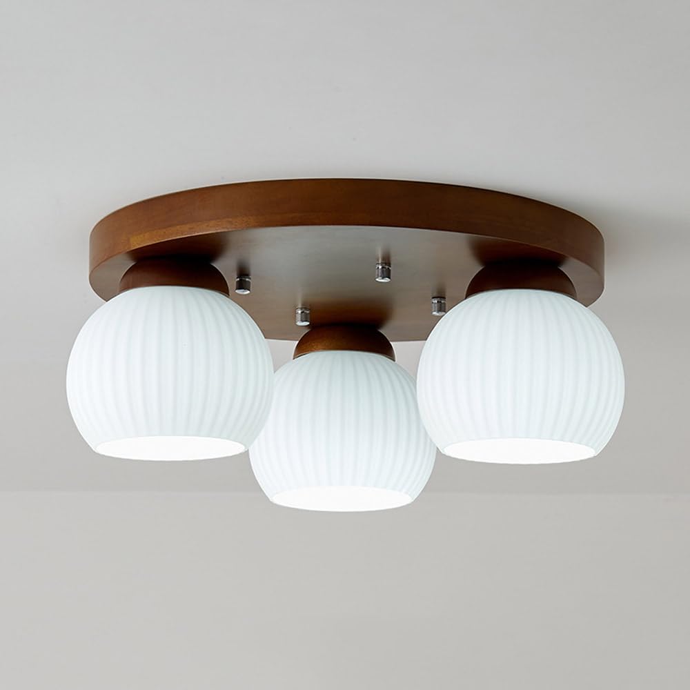 Nowoczesna lampa sufitowa do montażu podtynkowego, drewniana oprawa sufitowa ze szklanym kloszem, zabytkowa okrągła drewniana lampa sufitowa do przedpokoju kuchennego, sypialni, pralni, salonu