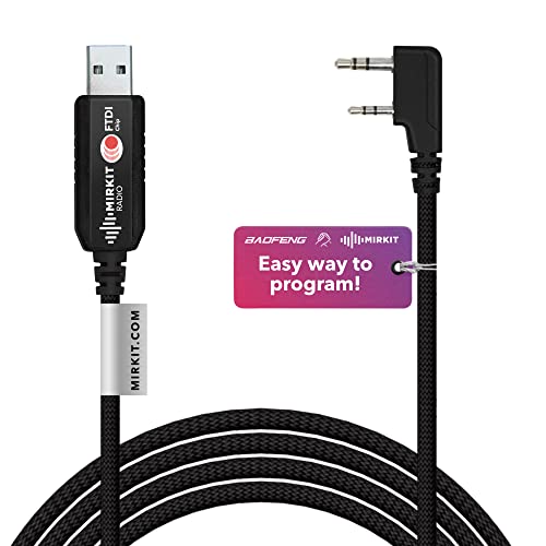 MIRKIT USB FTDI Programming Cable Model 3 Black for Flashing Analogue Ham Radio: Baofeng, Wouxun, Kenwood, Archell