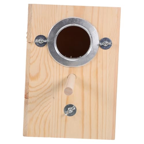 CVUTOVO 実木製オウム用巣箱 耐候性屋外バードハウス 自然繁殖促進 小型インコ用園装飾 ペット用安定ネスティングボックス