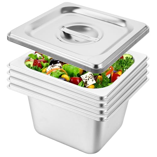 DAJAVE 4 Stück gn Behälter mit Deckel, Panierschalen Set Gastro Behälter, Edelstahl Behälter mit Deckel, Edelstahlbehälter mit Deckel, Gastronormbehälter, Warmhaltebehälter Essen (1/6)