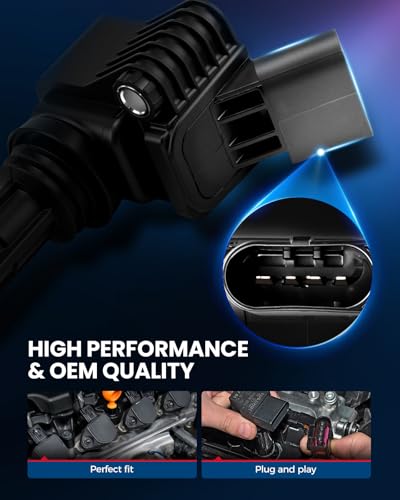 Image of KAX 4 Ignition Coils & 4 Spark Plugs Set for VW Jetta 2013,2016-2018 1.4T | (w /Magnetic Swivel Spark Plug Socket) Fits A3 Sportback e-tron 2016-2018, Replaces UF718