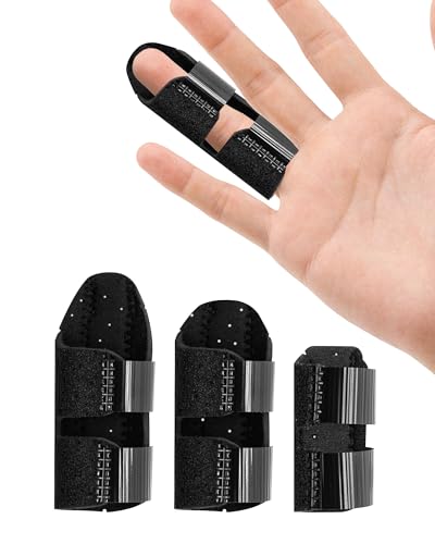Image of Finger Splints, Trigger Finger Brace, 3PCS, 3 Sizes, Black