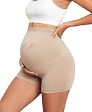Y25D Maternity Shapewear Seamless Underwear Over Bump Pregnancy Shorts High Waist Panties Under Dress Belly Support Nude