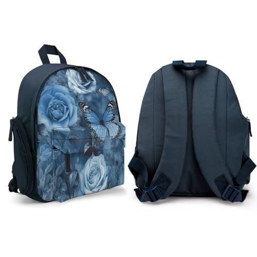 Blue Rose Mini Backpack Light Weight Small Travel Backpack Shopping Travel Daypack4