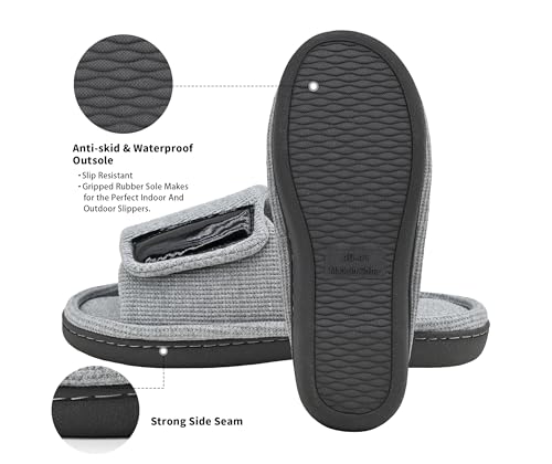 Image of Panda Bros Adjustable House Slippers for Men Soft Open Toe Breathable Indoor Outdoor Slip on Slides Slippers with Memory Foam for Home Bedroom