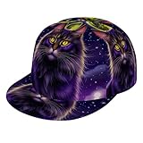 Fashion Baseball Cap Dad Hat for Women Men, Magical Moon Cat Art Adjustable Snap Breathable Golf Cap Outwear