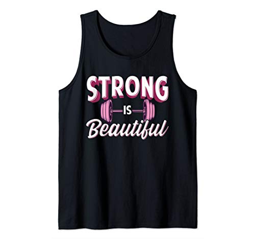 Strong is Beautiful Pink Barbells Gym Exercise Women Athlete Tank Top