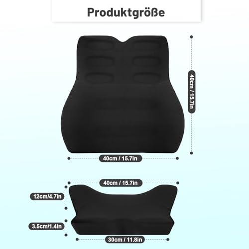 Juspota Lendenwirbelkissen, Lordosenstütze Auto, Lendenkissen Auto Memory Foam, Ergonomisches Rückenkissen Auto, Lordosekissen fur Auto, Bürostuhl, Zuhause, Schwarz