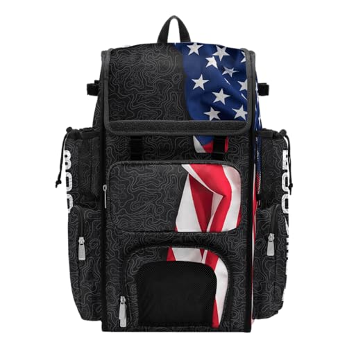 Boombah Superpack Bat Bag - Backpack Version (no wheels) - Holds 4 Bats - USA Nation Black/Royal/White