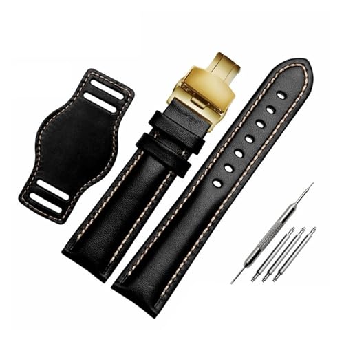 Bracelet de montre en cuir véritable bordeaux NASUNJIA 22mm pour style casual chic