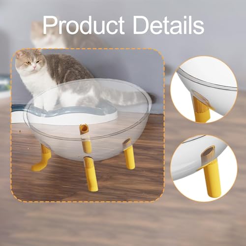 Panier pour chat en capsule spatiale surélevé avec gamelle jaune pour chatons