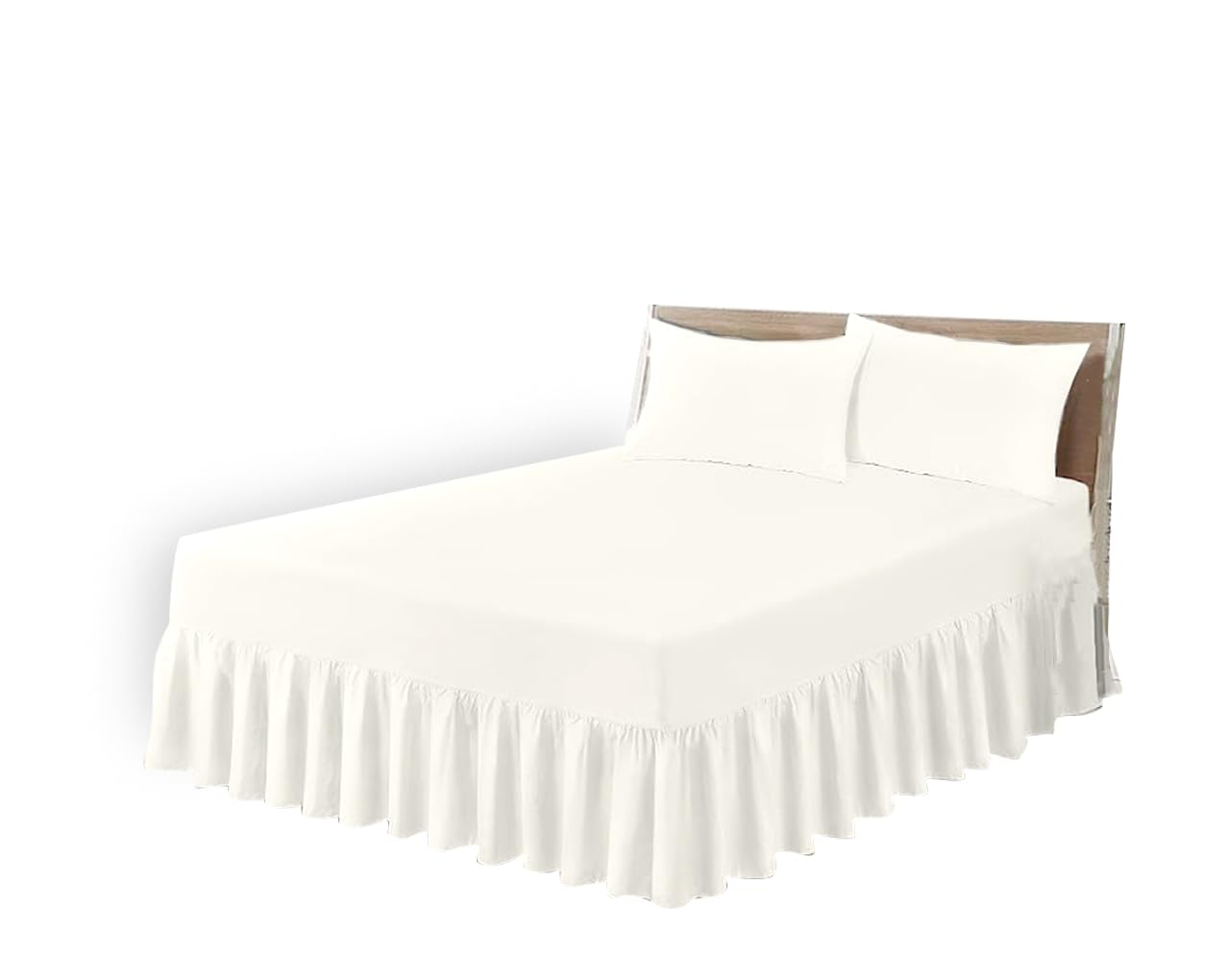 Home Ace Cream Easy Iron King Size Valance Sheet Polycotton Fitted Valance Sheets, Fitted Valance Sheet Kingsize Bed, Poly Cotton King Size Bed Valance Sheet
