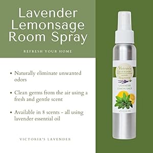 Victoria's Lavender Room Spray, All-Natural Home Atmosphere Spray, Essential Oil Concentrated Room Spray Air Freshener, Bathroom Odor Eliminator, Luxury Room Spray, 1-Pk Lavender Lemon Sage, 4 oz Victorias Lavender Room Spray All Natural Home Atmosphere Spray Essential Oil Concentrated Room Spray Air Freshener Bathroom Odor Eliminator Luxury Room Spray 1 Pk Lavender Lemon Sage 4 oz