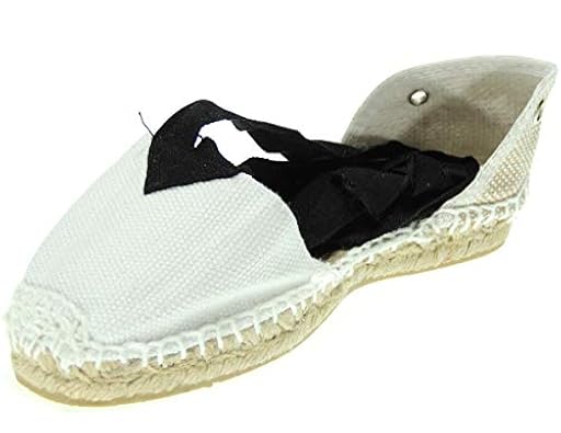 Valenciana Espardeña Alpargata Valenciana Yute Tradicional Fallera Llana Cuerdas Folclore Regional Cintas Negras para niño y niña Blanco Talla 24 | Ya disponible en tu tienda friki favorita! En mundofriki.es!