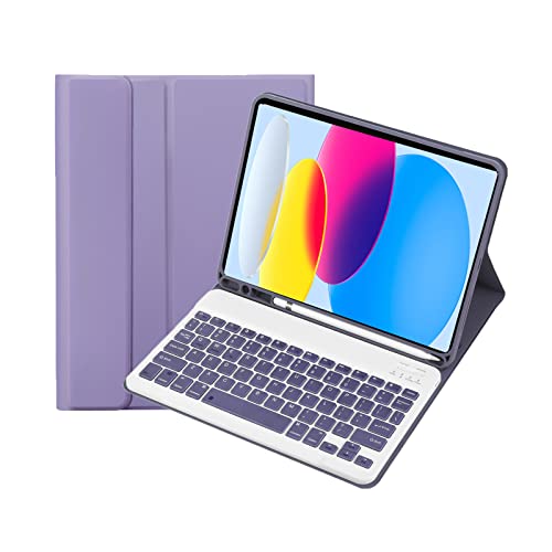IPad Air 第5世代 (2022) / Air 第4世代 (2020) 10.9インチ用キーボードケース、Sペンホルダー付き磁気脱着式無線Bluetoothキーボード,紫色
