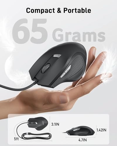 Acer PC-Maus mit Kabel, 3200 DPI Einstellbar, USB Computermaus – Ansicht 6