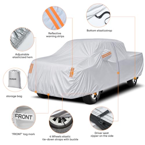 Image of Truck Cover Waterproof All Weather,Pickup Truck Car Cover Fit for Most Regular Cab Short Box Ford Ranger /F100,Chevy C10 S10,Ram 150 /250,Nissan Frontier etc (Length Up to 210 inch)