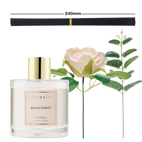Image of Cocorrina Reed Diffuser Set, Flower Reed Diffuser Black Forest 6.7 oz, Scented Diffuser with Sticks Home Fragrance Essential Oil for Bathroom Shelf Decor, Living Room, Large Room, 1pack
