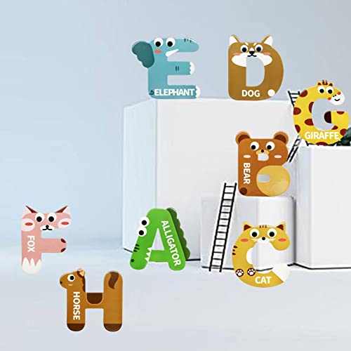Hioph Large Magnetic Letters for Kid Magnets Fridge Animals Alphabet Toys, Children Magnetic Refrigerator Uppercase ABC Alphabet Cute Spelling Learning Game Toys for Baby Toddler Preschool