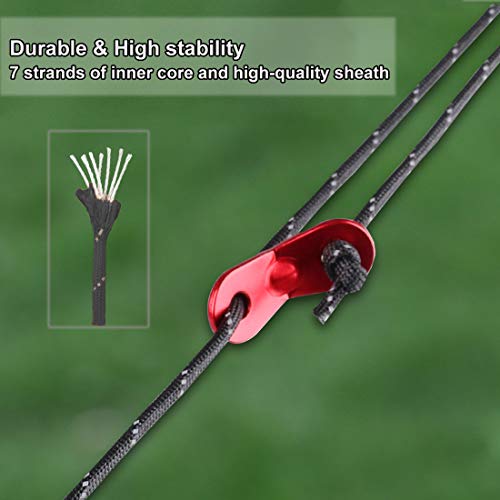 Corde De Tente Réfléchissante Avec Tendeur - 4 M X 4 Mm - Lot De 2 - Pour Camping, Auvent, Bâche
