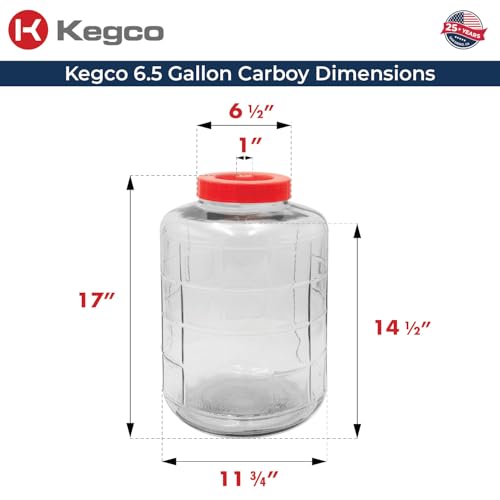 Kegco 6.5 Gallon Wide Mouth Glass Carboy Fermenter
