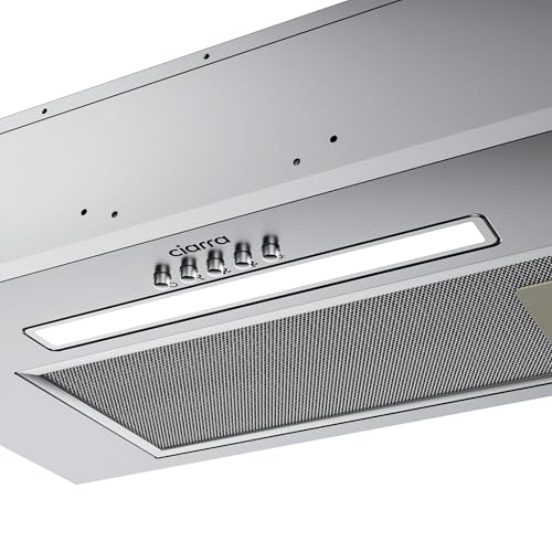 CIARRA CBCS5913D Dunstabzugshaube Einbau Lüfterbaustein 52 cm Abluft Einbauhaube Abzugshaube 300m³/h Effizienter Dunstabzug Ablufthaube Kompatibler CBCF005 Aktivkohlefilter Edelstahl Silber
