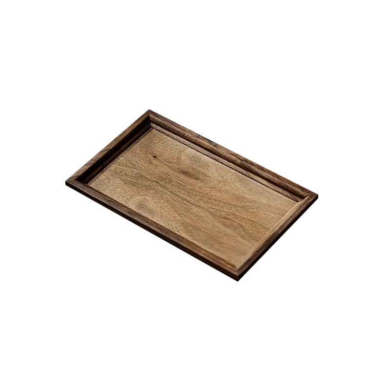 Bandeja para Servir de Nogal Negro, Bandeja Rectangular de Madera Maciza para té, Bandeja de Madera sin chapar para Aperitivos, bandejas de Mesa para Preparar té en seco, para Comer en el Regazo