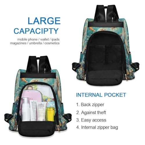 Image of ALAZA Sea Mermaid with Dolphins Fish Trips Hiking Camping Rucksack Pack for Women