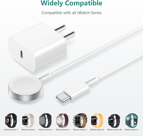 Image of Sounce Type C Charging Cable for Smart Watch with 20W Wall Adapter, Wireless Charger Fits Watch Ultra 2 /Ultra /SE /Series 10 /9 /8 /7 /6 /5 /4 /3 /2 /1, 38 /40 /41 /42 /44 /45 /49mm, Replacement Cord (3.3FT /1M, White)
