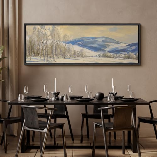 Image of MUDECOR Large Framed Canvas Print Wall Art Snow Birch Mt for Living Room