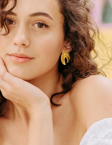 Chunky Statement Gold Earrings for Women – Large 18K Real Gold Plated Trendy Hoop Earrings Non Tarnish Hypoallergenic Gold Jewelry for Womens Fashion Big Earings for Woman3