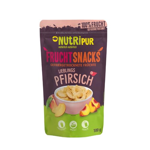 Melocotón liofilizado 100g: rodajas de melocotón secas sin azúcar - Frutos liofilizados con fruta pura, sabor completo: bayas liofilizadas - Frutos secos NUTRIPUR