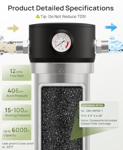 Whole House Water Filter Stainless Steel Housing with Pressure Gauge - image 4