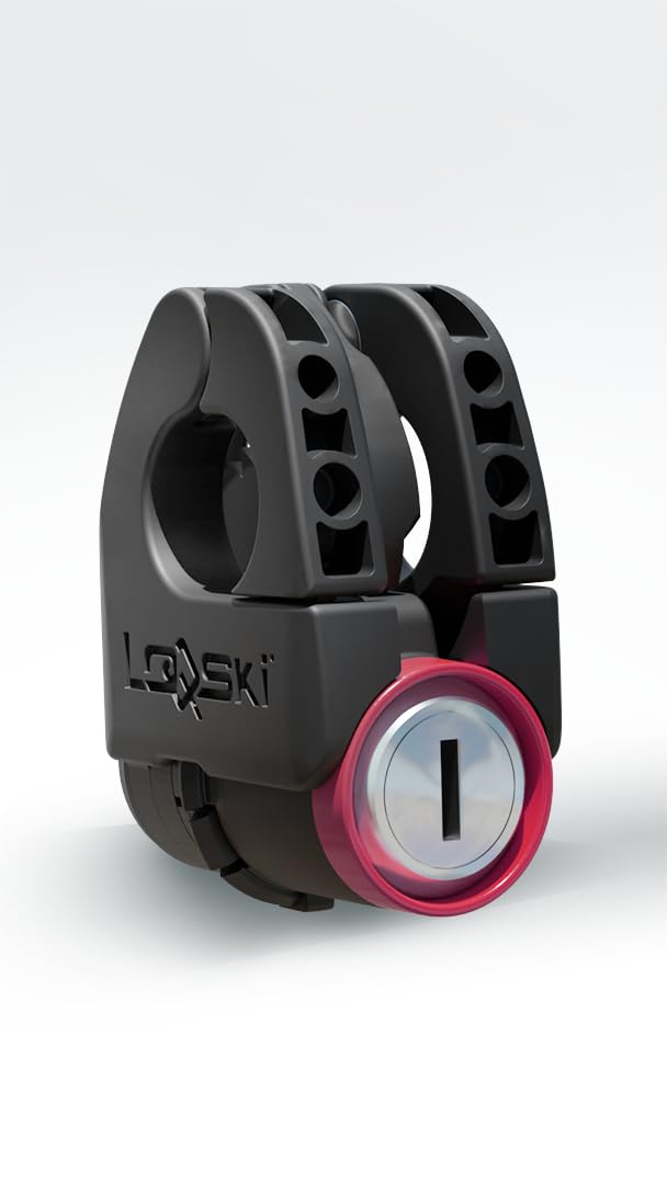 LOQSKI Ski & Pole Lock - Lightweight, Easy-to-Use Security for Skis and Poles. Fits in Jacket Pocket. UK Manufactured (Pink)