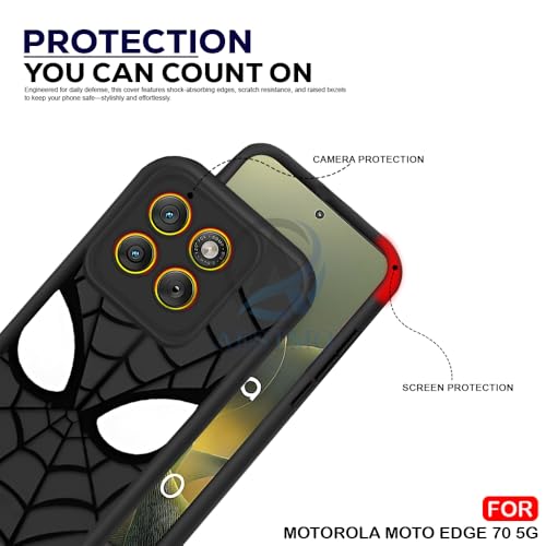 Image of AESTMO Back Case Cover for Moto Edge 70 5G Cover | Spidey Face Mask Design | Silicone Case | Full Body Protection | Camera Protection Back Cover for Moto Edge 70 5G (Black)