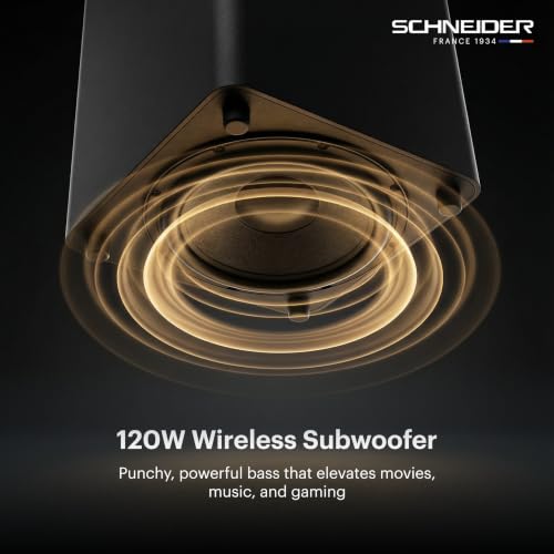 Image of Schneider AUREON SB312DA 3.1.2 (5.1) Channel Dolby Atmos Soundbar with Wireless Subwoofer - 300W RMS Power Setup (600W Peak) Upward-Firing Speakers - HDMI 2.1 eARC - Bluetooth 5.3 - Matte Black
