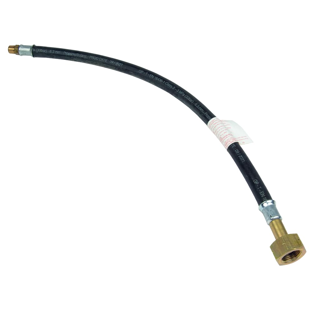 Hamilton Gas Products Ltd Men's Black/Orange Stripe Hamilton Gas Products Butane Pigtail Gas Hose | 50Cm Butane X 1/4" Bspt With Nrv Excess Flow Safety Valve | & Fe Thread | Compliant With En16436-1 | Ideal For Caravans, Camping & Gas Bbq
