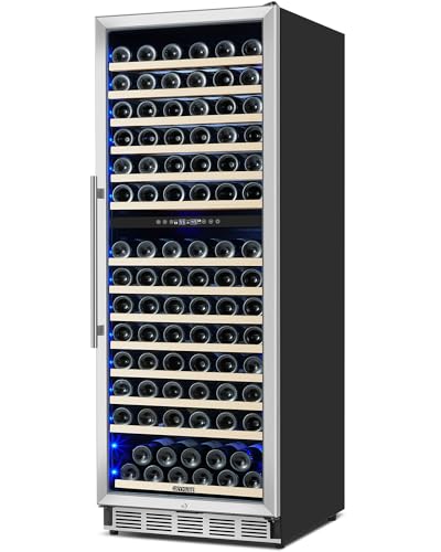 ORYMUSE Dual Zone Wine Fridge Freestanding 175 Bottle, 24 Inch Large Capacity Built-in Wine Cooler Refrigerator with Upgraded Compressor Cooling and Intelligent Temperature Memory