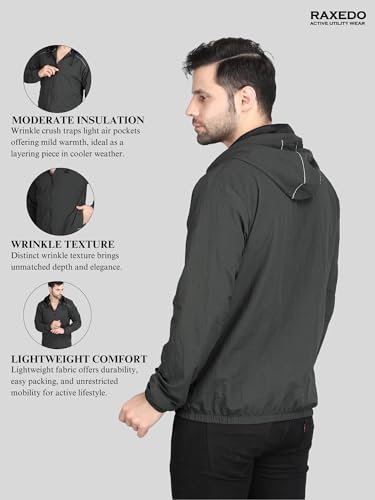 Image of Raincoat for Men Waterproof | Windcheater Jacket for Men | Riding Jacket for Bikers | Water-Resistant Protection with Reflective Safety for Light Rain, Travel & Confidence