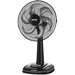 Ventilador Mondial Carrefour Mondial - Ventilador de Sobremesa V66, 6 aspas, Gran caudal de Aire, súper silencioso, oscilante y con Ajuste de inclinación, eficiencia energética A++, Negro