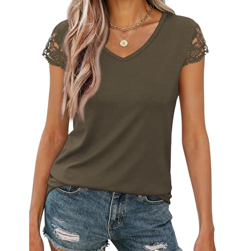 35% Off Women's Lace V-Neck T-Shirts - Use Code M97B65UT - Image 2