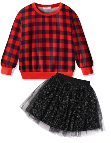 Image of Arshiner Toddler Girl Clothes Long Sleeve Pullover Sweatshirt and Tutu Skirt 2 Piece Outfits Kids Clothing Set Party Dress