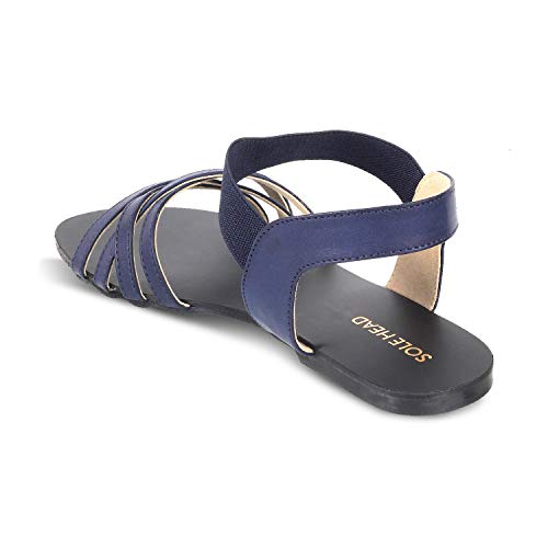 Image of SOLE HEAD Blue Flat Women Sandal