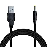 OcioDual Cable Cargador USB DC Cable de Carga Compatible con PSP 1000 PSP 2000 PSP 3000, Altavoces, Camaras de Seguridad, Cargador Universal de Baterías, 5V, 2A, USB 2.0, Negro Trenzado 1,2m