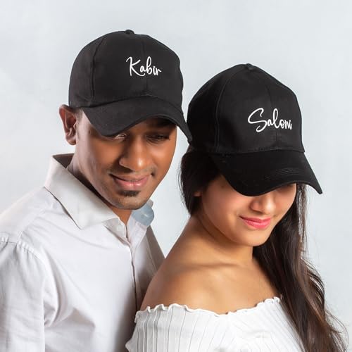 Image of AICA Personalised Name Cotton Cap for Men & Women � Black, Free Size | Gifts for Men & Women