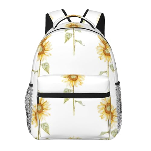 Sac à dos résistant à l'eau avec motif tournesol et poches fonctionnelles